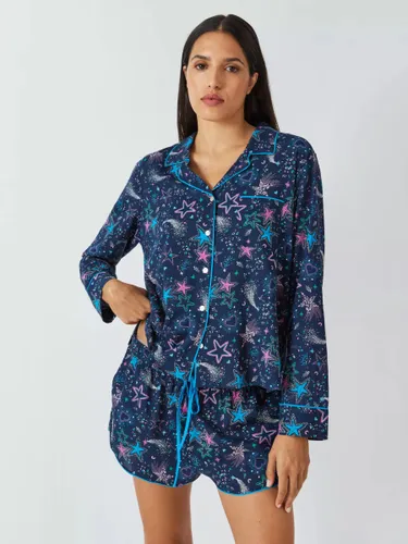 AND/OR Starburst Long Sleeve Pyjama Shirt, Blue - Blue - Female