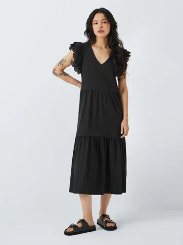AND/OR Tanya Broderie Jersey Tiered Dress - Black - Female