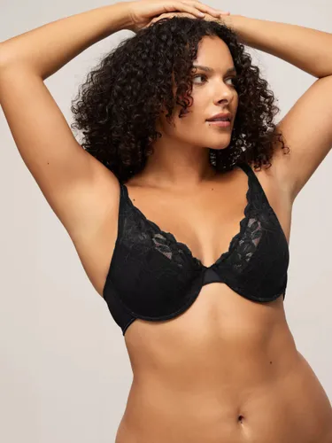 AND/OR Wren Lace Full Support Underwired Plunge Bra, E-G Cup Sizes - Black - Female