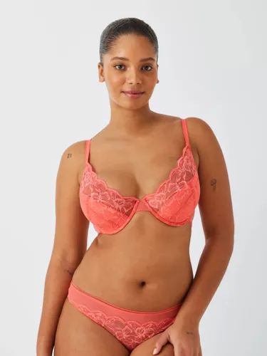 AND/OR Wren Lace Underwired Plunge Bra, B-F Cup Sizes - Coral - Female
