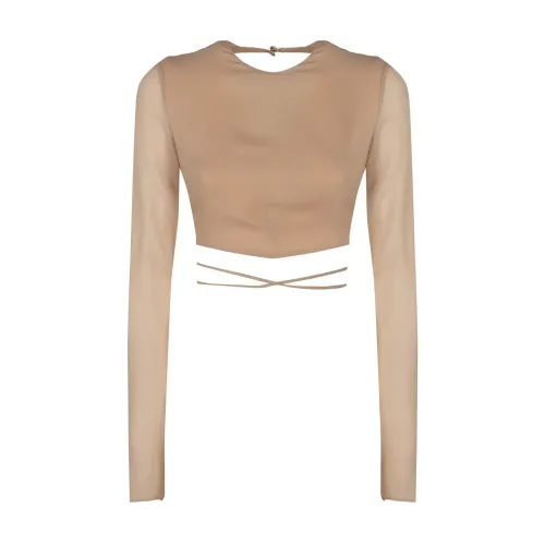 Andamane , Beige Crop Top with Open Back ,Beige female, Sizes:
