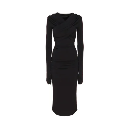 Andamane , Black Cotton Dresses ,Black female, Sizes: