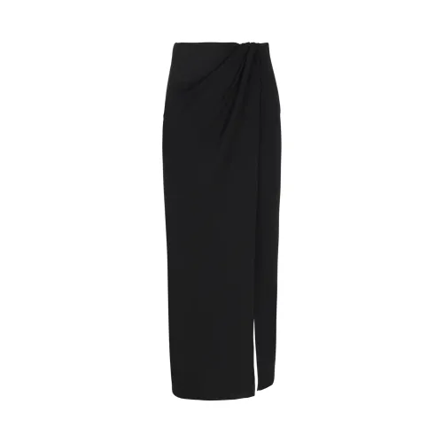 Andamane , Black Draped Skirt with Side Slit ,Black female, Sizes: