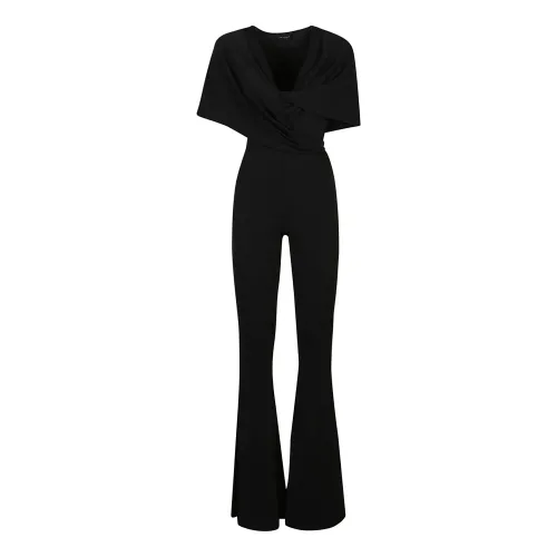 Andamane , Black Maxi Flare Jumpsuit with Hood ,Black female, Sizes: