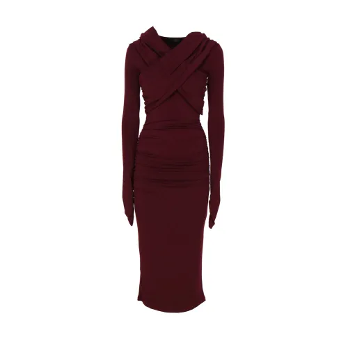 Andamane , Bordeaux Elastic Dress with Hood ,Red female, Sizes: