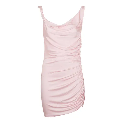 Andamane , Detailed Shoulder Mini Dress ,Pink female, Sizes: