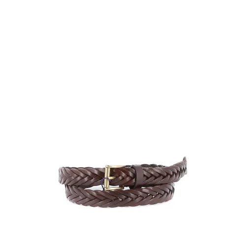 Anderson's , Leather Braid Belt ,Brown male, Sizes: