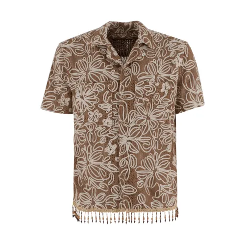 Andersson Bell , Beige Flower Jacquard Shirt ,Beige male, Sizes: