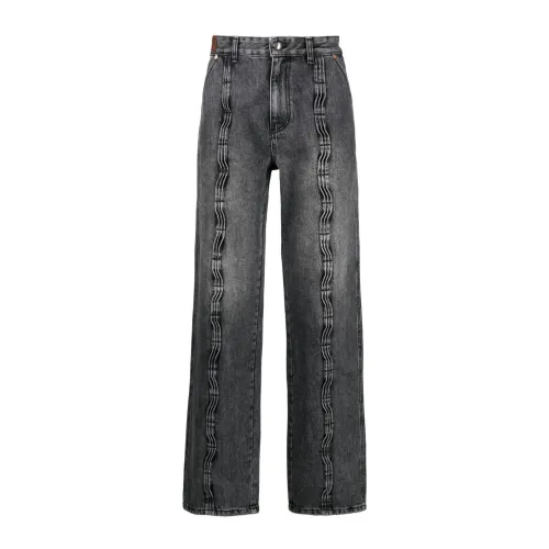 Andersson Bell , Wide Leg Denim Jeans with Pleats ,Black male, Sizes: