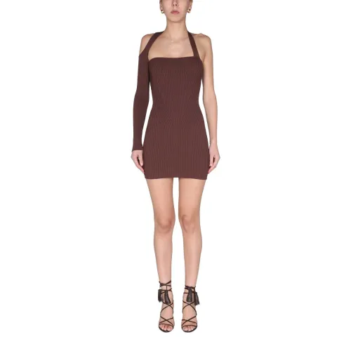Andrea Adamo , Ribbed Dress ,Brown female, Sizes: