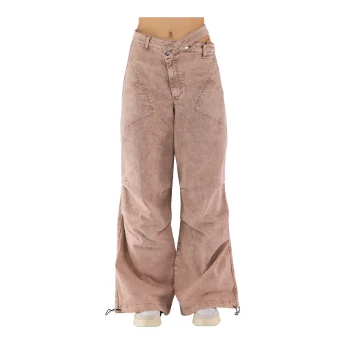 Andrea Adamo , Washed Denim Cargo Pants ,Beige female, Sizes: