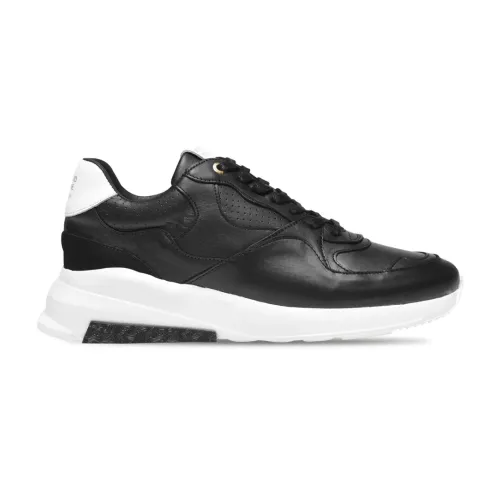 Android Homme , Black Leather Low Top Sneakers ,Black male, Sizes: