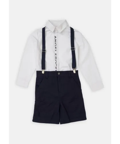 Angel & Rocket Boys Wilfred Shirt & Shorts Branded Set - Navy