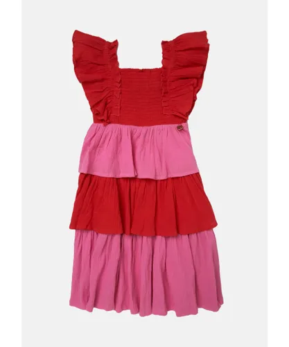Angel & Rocket Girls Cicely Colour Block Tiered Dress - Red