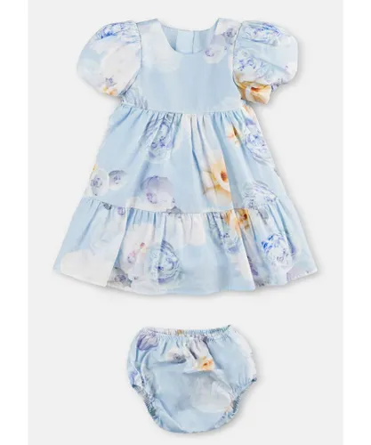 Angel & Rocket Girls Lucia Puff Sleeve Print Dress - Blue