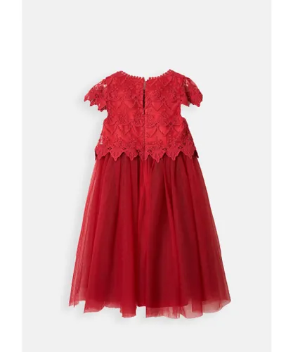 Angel & Rocket Girls Lucy Lace Bodice Dress - Red Cotton