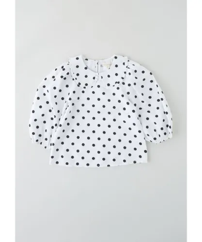 Angel & Rocket Girls Talullah Spotted Puff Sleeve Blouse - White