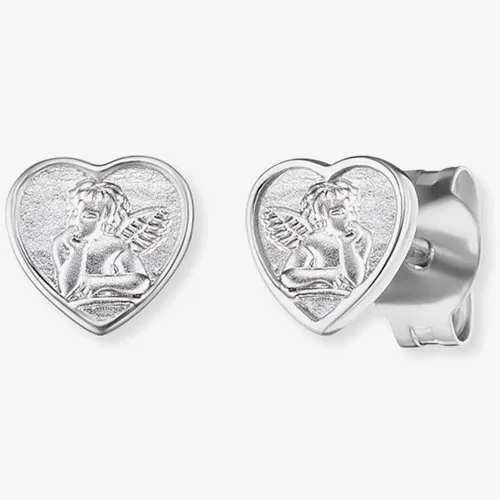 Angel Whisperer Childrens Silver Angeli Heart Stud Earrings HEE-ANGELI-HEART