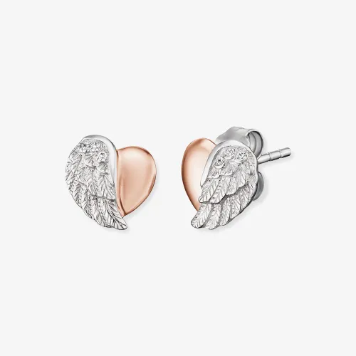 Angel Whisperer Two Tone Heart Wing Stud Earrings ERE-LILHEARTWING-BI