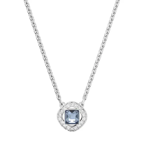 Angelic Rhodium Plated Blue Square Cut Stone Necklace