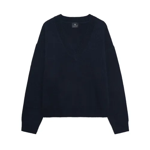 Anine Bing , Navy Oversized V-Neck Sweater ,Blue female, Sizes: