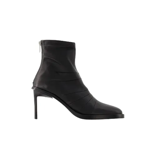 Ann Demeulemeester , Black Leather Boots with 8cm Heel ,Black female, Sizes: