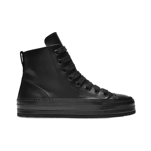 Ann Demeulemeester , Black Leather Raven High Top Sneakers ,Black female, Sizes: