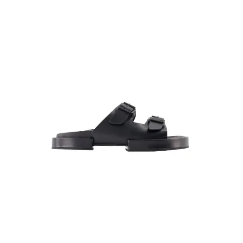 Ann Demeulemeester , Black Leather Slip-On Sandals ,Black female, Sizes: