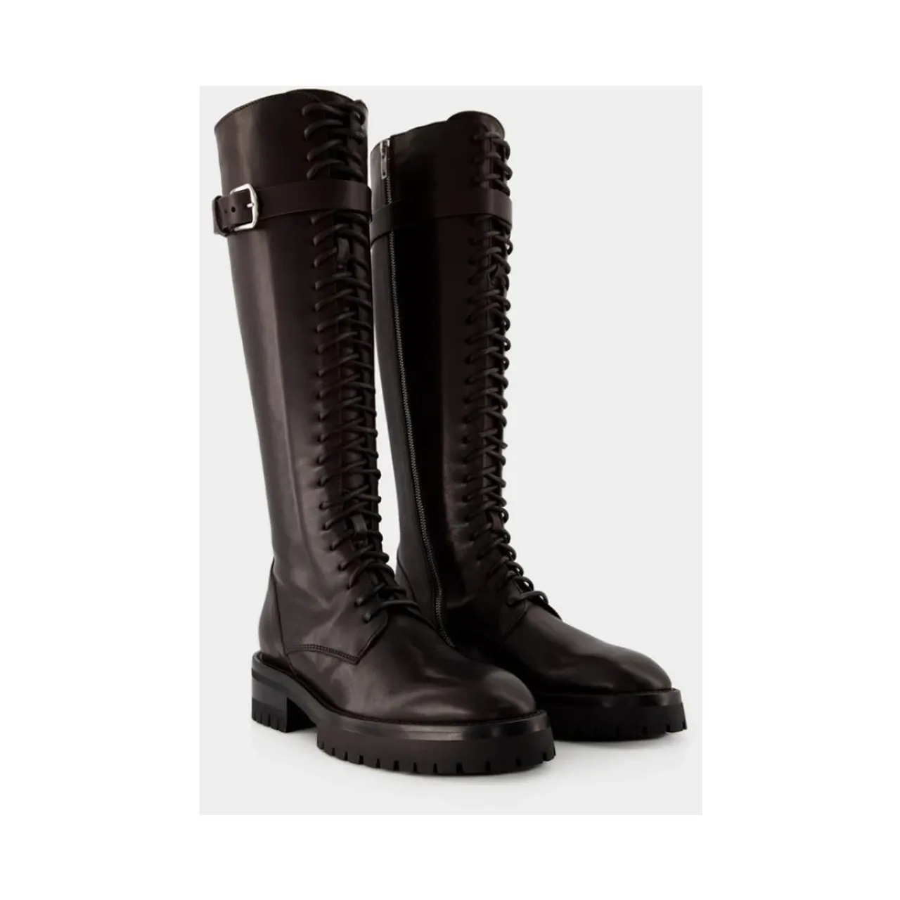 Ann Demeulemeester , Burgundy Leather Boots - Lijsbet ,Red female, Sizes: