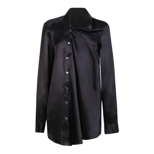 Ann Demeulemeester , Wivina Silk Shirt - Classic Collar, Button Fastening, Long Sleeves ,Black female, Sizes: