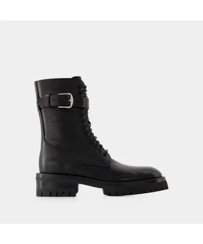 Ann Demeulemeester Womens Cisse Combat Boots - - Leather - Black