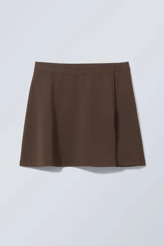 Anna Slit Mini Skirt - Brown