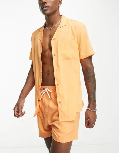 Another Influence front seam detail beach shirt co-ord in orange