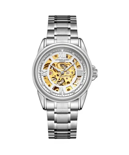 Anthony James Hand Assembled Limited Edition Skeleton Steel Mens Watch - Silver Stainless - One Size
