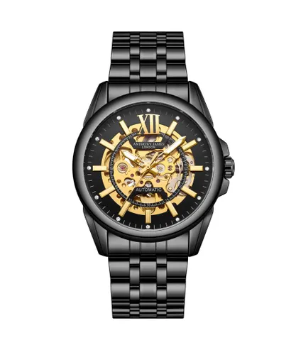 Anthony James Mens Hand Assembled Limited Edition Mystique Automatic Black Watch - One Size