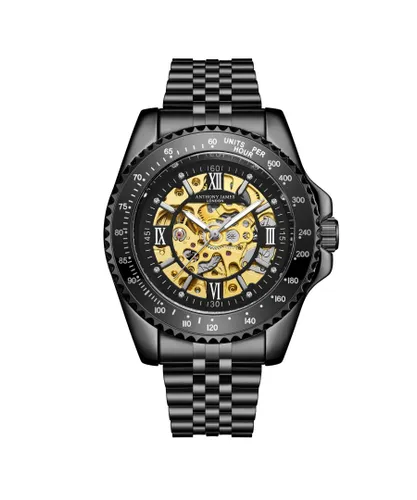 Anthony James Mens Hand Assembled Limited Edition Tachymeter Sports Automatic Black Stainless Steel - One Size