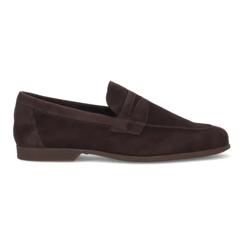 Antica Cuoieria , Brown Suede Moccasin Shoes ,Brown male, Sizes:
