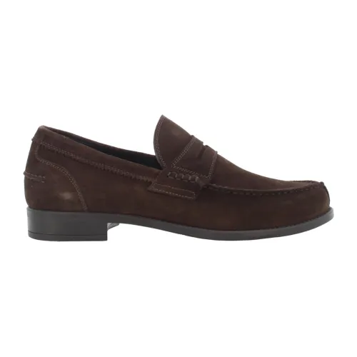 Antica Cuoieria , M18 Loafers in Nubuck Leather ,Brown male, Sizes: