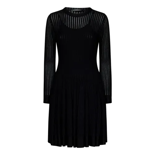 Antonino Valenti , Black Knit Dress with Flared Skirt ,Black female, Sizes: