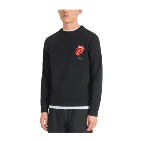Antony Morato , Contemporary Urban Sweatshirt with Rolling Stones Logo ,Black male, Sizes: