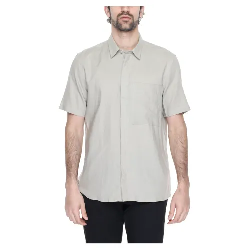 Antony Morato , Short Sleeve Linen Blend Shirt ,Beige male, Sizes: