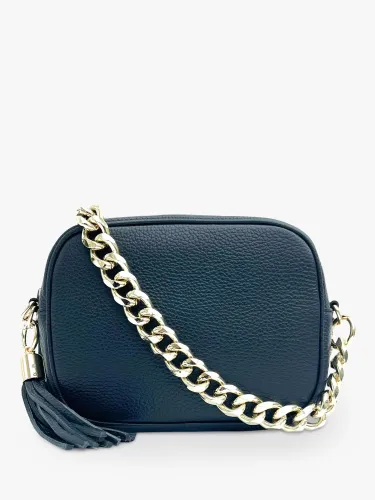 Apatchy Chain Strap Leather Cross Body Bag - Navy - Female