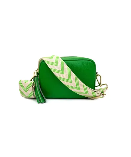 Apatchy London Womens Bottega Green Leather Crossbody Bag With Arrow Strap - One Size