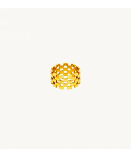 Apatchy London Womens Gold Mesh Ring Gold Plated - One Size
