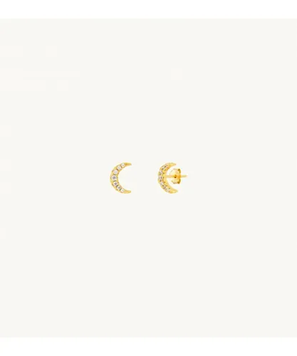 Apatchy London Womens Gold Moon Earrings Gold Plated - One Size