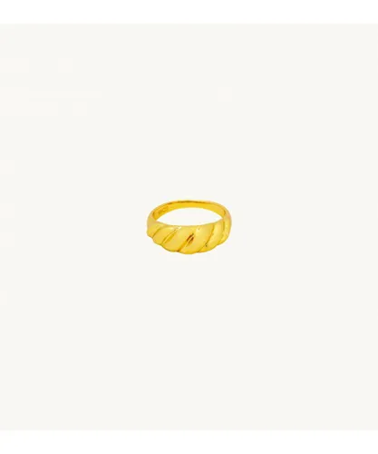 Apatchy London Womens Gold Rope Dome Ring Gold Plated - One Size