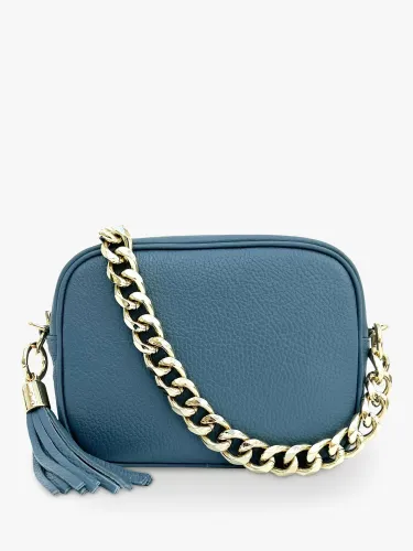 Apatchy Pebble Grained Leather Camera Bag, Denim Blue - Denim Blue - Female