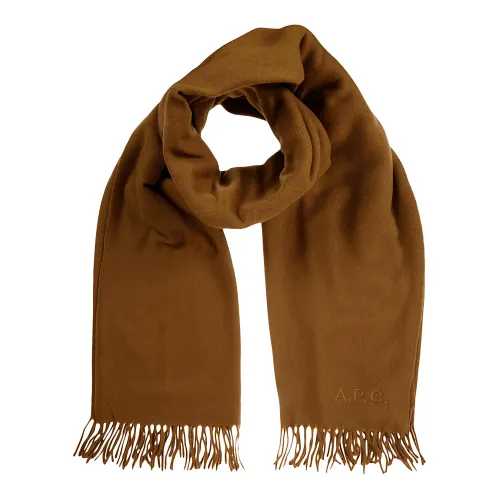 A.p.c. , Alix Embroidered Wool Scarf ,Brown male, Sizes: ONE