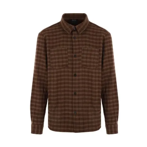 A.p.c. , Beige Plaid Flannel Shirt ,Beige male, Sizes: