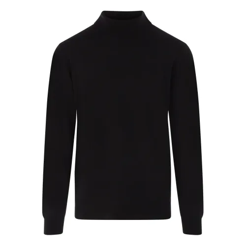 A.p.c. , Black Wool Turtleneck with High Neck and Ribbed Edges ,Black male, Sizes:
